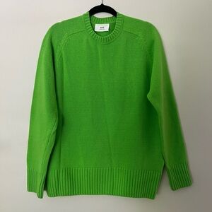 Men’s Ami Paris 100% Wool Sweater - Bright Green, Size L (never worn)